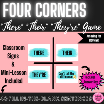 Preview of "There Their They're" | Four Corners Activity | Homophones | Fun Class Game |ELA