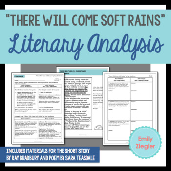 Preview of "There Will Come Soft Rains" Story and Poem Literary Analysis Graphic Organizers