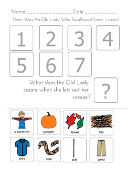 There was an Old Lady Who Swallowed Some Leaves Sequencing Worksheet