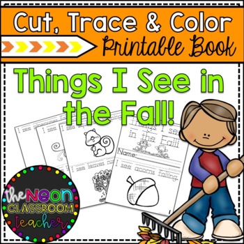 Preview of "Things I See in the Fall!" Cut, Trace, and Color Printable Book!