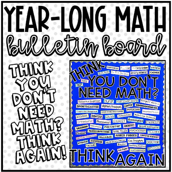 Preview of "Think You Don't Need Math?" | Year Long Math Bulletin Board - Any Grade Level