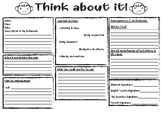 "THINK ABOUT IT" | Bad Behaviour Reflection Sheet