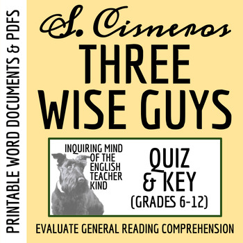 Preview of "Three Wise Guys, A Christmas Story" by Sandra Cisneros Quiz and Answer Key