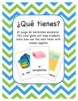 Preview of ¿Tienes ___? Card Game with School Supply Words
