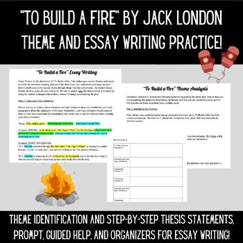 Preview of "To Build a Fire" Theme Identification and Essay Writing Prompt + Organizers