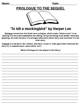 “To kill a mockingbird” by Harper Lee PROLOGUE WORKSHEET