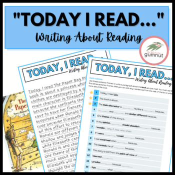 Preview of "Today, I read..." Summarize a Book, Writing About Reading, Comprehension