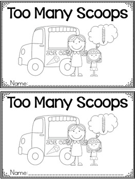 Preview of "Too Many Scoops" A June/Summer Emergent Reader and Response Dollar Deal