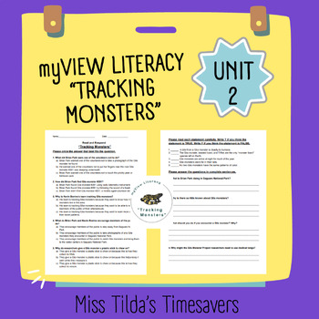 Preview of "Tracking Monsters" - Read and Respond myView Literacy 5