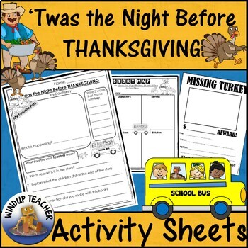 Preview of 'Twas the Night Before Thanksgiving Printable Picture Book Activity Sheets