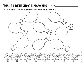 'Twas the Night Before Thanksgiving Comprehension Activity