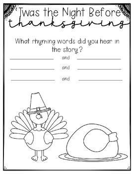 'Twas the Night Before Thanksgiving Reflection Sheet by shortandsweetin2nd