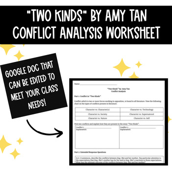 Preview of "Two Kinds" by Amy Tan- Conflict Analysis