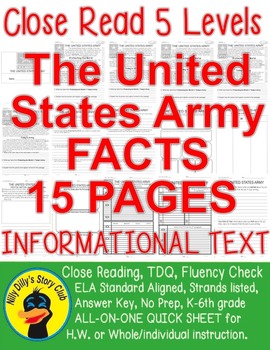 Preview of "U.S. Army FACTS" Close Read 5 level passages Info Text 15 pages+(Freebie)