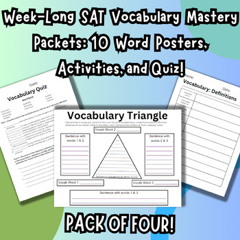 Preview of 'U-Z' SAT Vocabulary Mastery Bundle: Word Posters, Activities, and Quizzes!