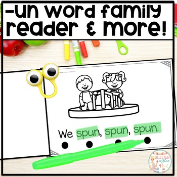 Preview of -UN Word Family Reader-Includes a Book, Sight Word Cards, & Matching