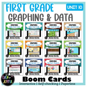 Preview of [UNIT 10] Bundle: 1st Grade Math Boom Cards | Graphing and Data