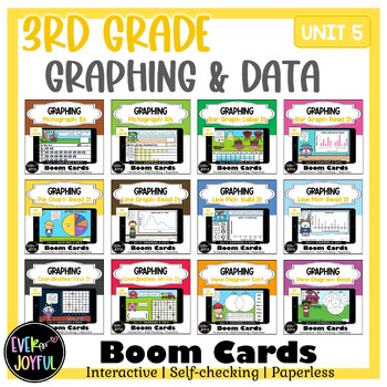 Preview of [UNIT 5] BUNDLE: 3rd Grade Math Boom Cards | Graphing and Data