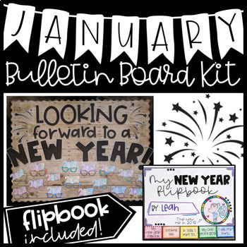 Preview of *UPDATED for 2024* January New Years Bulletin Board - Flipbook Activity - Goals