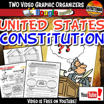 Preview of US Constitution YouTube Video Graphic Organizer Notes Doodle Style Activity