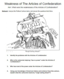  US History: Weaknesses of The Articles of Confederation S