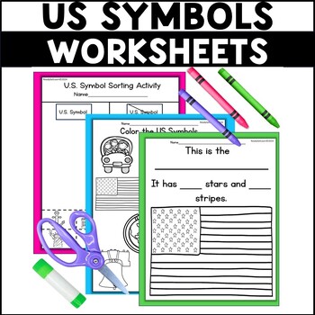 Preview of US Symbols Worksheets and Activity for Kindergarten First Grade Social Studies