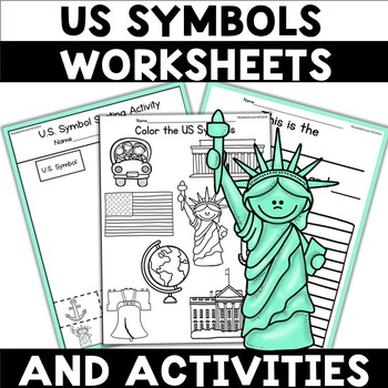 Preview of US Symbols Worksheets and Activity for Kindergarten First Grade Social Studies