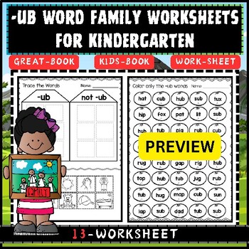 Preview of -Ub Word Family Workbook For Kids Kindergarten
