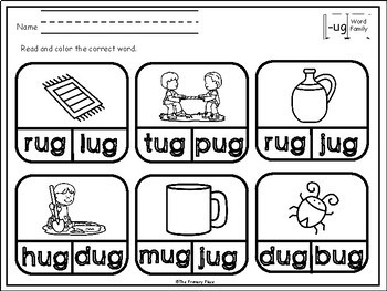 ug worksheet printable Place Worksheets The Primary Word Ug Family by Printable