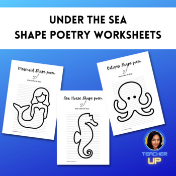 Preview of 8 'Under the Sea' Themed Shape Poetry Templates