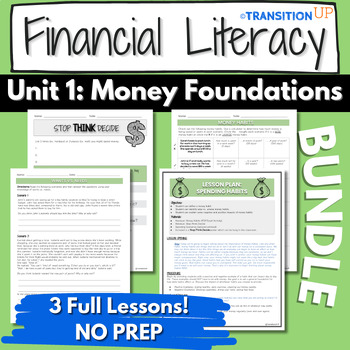 Preview of UNIT 1: MONEY FOUNDATIONS BUNDLE-Financial Literacy-Worksheets-Activities