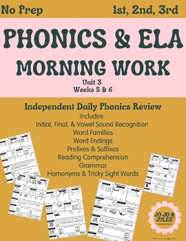 Preview of (Unit 3) 1st, 2nd, 3rd Grade Phonics & ELA Morning Work Spiral Review