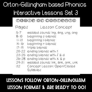 Preview of .Unit 3: Structured Phonics Lessons: Grades K-1: welded, blends, open/closed-PDF