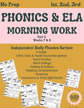 Preview of (Unit 4) 1st, 2nd, 3rd Grade Phonics & ELA Morning Work Spiral Review