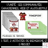 Unité d'études sociales: les communautés canadiennes, hier