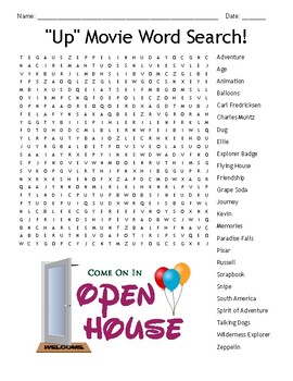 Preview of "Up" Movie Word Search!