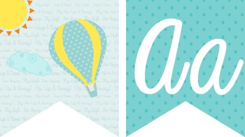 Preview of “ Up, Up, and Away!” Cursive Alphabet Banner