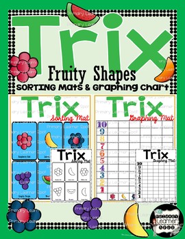 Preview of "Updated New Fruity Shapes" Trix Sorting Mats and Graphing Chart Math Centers