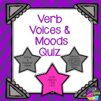 Preview of Verbs- Active/Passive Voice and Mood Quiz with Answer Key