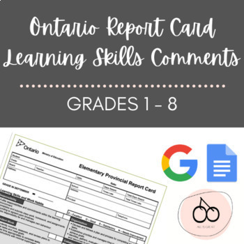Preview of [VIRTUAL] REPORT CARDS - LEARNING SKILLS - CATHOLIC - ONTARIO 