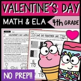 Valentine's Day 4th Grade Math, Reading, & ELA NO PREP Packet