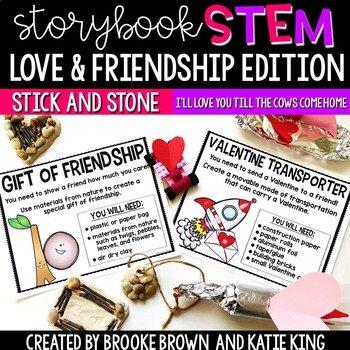 Preview of {Valentine's Day} Storybook STEM - Stick and Stone, STEM & ELA Activities
