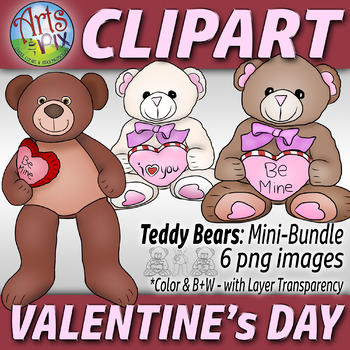 Valentine S Day Teddy Bears Mini Bundle Clipart Stuffed Animals
