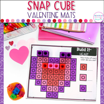 Preview of Valentines Day Math Activity Center Snap Cube Mats 