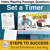 Set a Timer: Video, Reading, Questions | Social Emotional 