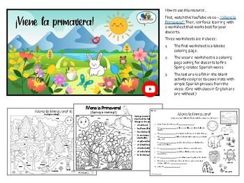 Preview of ¡Viene la Primavera! Spring is coming! (Spanish lesson with worksheets & video)