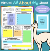 *Virtual* All About Me Sheet * Middle/High School (Secondary)