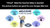*Virtual & Editable* "Meet the Teacher" Slides with Button