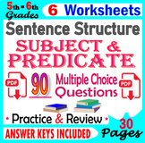Subject and Predicate Worksheets. 5th-6th Grade ELA Review
