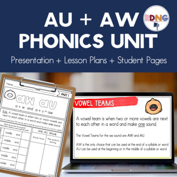 Preview of Vowel Teams AW AU Phonics Unit Lesson Plans